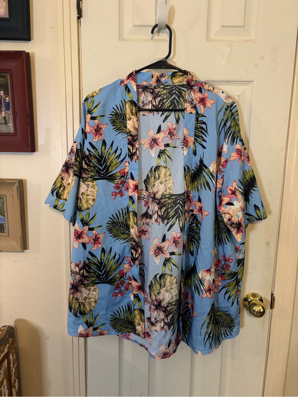 Floral Blue Tropical Kimono Cardigan and shorts set medium